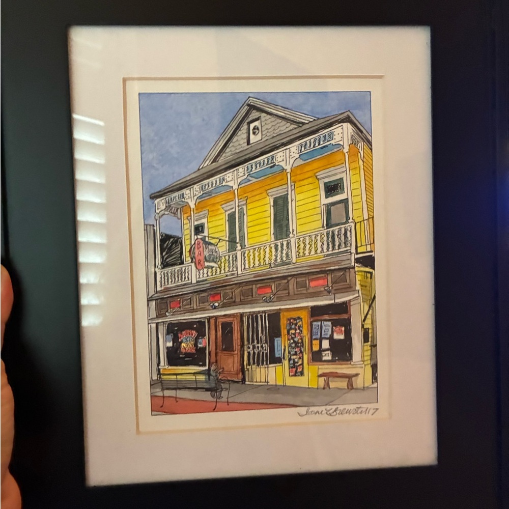 Maple Leaf Bar in New Orleans Yellow Art Illustration 5” x 7” by Jane Brewster
